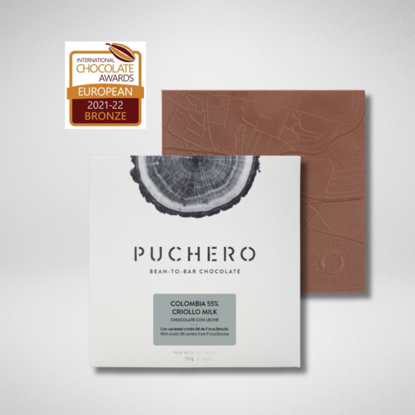 Tableta de chocolate PUCHERO | COLOMBIA 55% CHOCOLATE CON LECHE